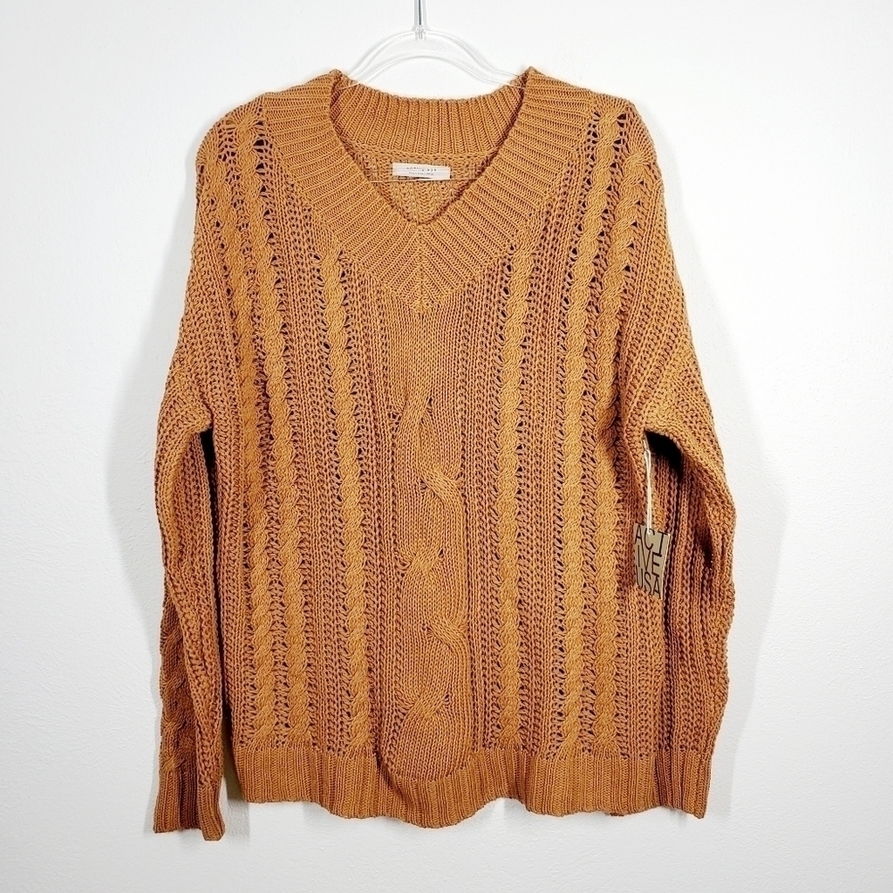 ACTIVE USA OPEN KNIT V-NECK SWEATER